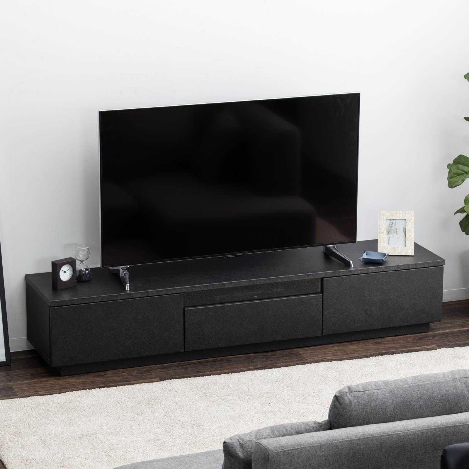 ブラック テレビ台 OZ-780 リモコン付き Amazon｜tac INTERIOR テレビ台 65型対応 完成品 180㎝ セラミック調